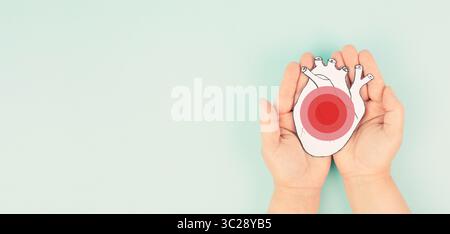 Herzinfarkt, Myokarditis Krankheit, Entzündung Des Muskels, Thrombose Und Herzstress, Frequenz Des Herzschlags Stockfoto