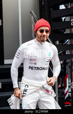 Mai 2019 - Barcelona, BARCELONA, SPANIEN - BARCELONA, SPANIEN, 10. Mai 2019; Lewis Hamilton auf Paddok des Circuit de Barcelona Catalunya während des spanischen GP (Foto: © AFP7 Via ZUMA Wire) Stockfoto