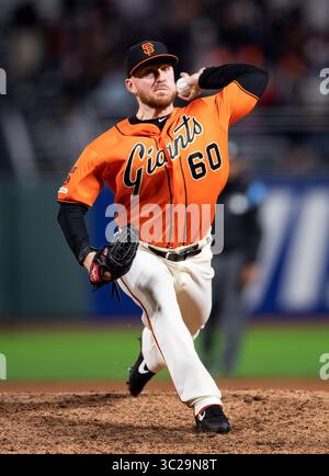 10. Mai 2019: Der San Francisco Giants Relief Pitcher Travis Bergen (60) wirft im neunten Inning, während eines MLB-Spiels zwischen den Cincinnati Reds und den San Francisco Giants im Oracle Park in San Francisco, Kalifornien. Valerie Shoaps/CSM(Kreditbild: &Copy; Valerie Shoaps/CSM via ZUMA Wire) Stockfoto