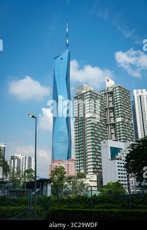 Kuala Lumpur, Malaysia - 5. Juli 2025: Blick auf den Merdeka 118 Tower, auch bekannt als Menara Warisan Merdeka, KL 118 und PNB 118 Stockfoto