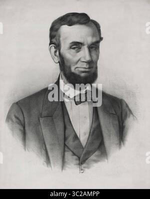 Mai 2007 – USA – Head and Shoulders Portrait of Abraham Lincoln, Lithografie von A. Brett & Company basierend auf einem Foto von Alexander Gardner, veröffentlicht von Jones & Clark, New York, 1860er Jahre (Credit Image: © JT Vintage/Glasshouse Via ZUMA Wire) Stockfoto