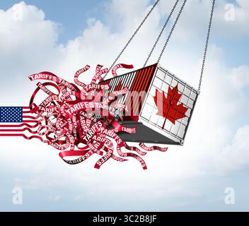 US-Zollkrise und Zollverwirrung der Vereinigten Staaten als Handelskrieg zwischen Ottawa Washington und kanadischen Import- und Exportsteuern auf AS nordamerika Stockfoto