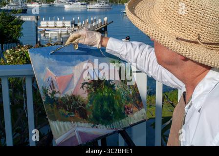 24. Mai 2019: Bahamas: Malerin malte den Hope Town Harbour. Hope Town, Elbow Cay, Abacos. Bahamas (Kreditbild: © Sergi Reboredo/ZUMA Wire) Stockfoto