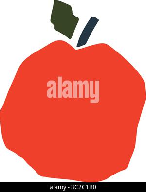 Abstrakter roter Apfelvektor im minimalistischen Stil. Auffällige flache Farben und geometrische Formen machen ihn perfekt für moderne Drucke, Poster oder Branding Stock Vektor