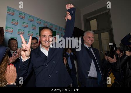 Mai 2019 - Turin, Piemont, Italien - Turin, Italien - 27. Mai, Wahl der Region Piemont 2019: Alberto Cirio neuer Präsident der Region Piemont (Bild: © Stefano Guidi/ZUMA Wire) Stockfoto