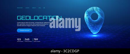 3D-Kartensymbol mit GPS-Technologie und digitalem Roadmap-Vektor. Futuristische KI-Wegmarkierung für Navigation oder Tourismus-Website. Abstraktes Drahtmodell Stock Vektor