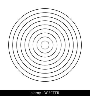 Das Coaching-Rad von 8 konzentrischen Kreisen. Diagramm unterteilt in acht runde Segmente. Polar Grid Graph Papier. Habits Tracker des Lebensrads. Nutzungsdauer leer. Stock Vektor