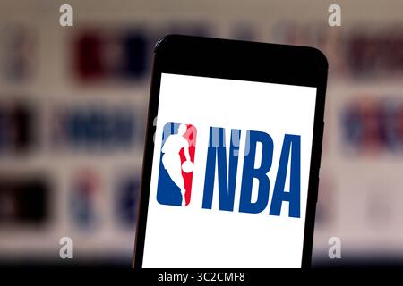 30. Mai 2019 – Brasilien – auf dieser Abbildung ist das Logo der National Basketball Association (NBA) auf einem Smartphone zu sehen. (Kreditbild: © Rafael Henrique/SOPA Images via ZUMA Wire) Stockfoto