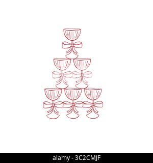 Rotes Vektorglas mit rotem, skurrilen Bogen und Kirsche Stock Vektor