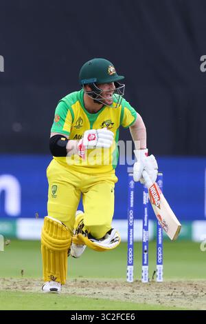 TAUNTON, ENGLAND. 12. JUNI 2019: David Warner aus Australien spielt eine Single während des Spiels Australia gegen Pakistan, ICC Cricket World Cup. Am County Ground, Taunton.(Credit Image: &Copy; ESPA Photo Agency/CSM via ZUMA Wire) Stockfoto