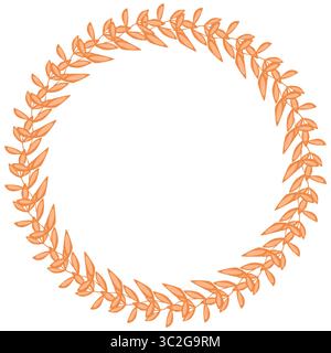 Elegantes Vektorkranz-Design mit kreisförmiger Anordnung von stilisierten pfirsichfarbenen Blättern, perfekt für Einladungen, Karten oder Branding. Stock Vektor