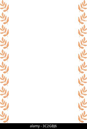 Elegantes Vektor-Rahmendesign mit minimalistischem, pfirsichfarbenem Blattrand auf weißem Hintergrund, ideal für Einladungen, Karten oder Branding-Materialien Stock Vektor