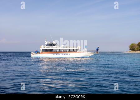Bali, Indonesien - 16. September 2018: Passagierfähre in Nusa Penida Bali Indonesien Stockfoto