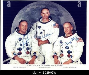 16. Juli 1969 - Kennedy Space Center, USA - Offizielles Foto der Apollo 11 Prime Crew. Von links nach rechts sind die Astronauten Neil A. Armstrong, Kommandant, Michael Collins, Kommandomodul Pilot, und Edwin E. Aldrin Jr., Lunar Module Pilot. (Kreditbild: © NASA/ZUMA Wire/ZUMAPRESS.com) Stockfoto