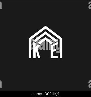 Buchstabe KE Haus Dachform Logo kreative Immobilien Monogramm Logo Stil Vektor Grafik Stock Vektor