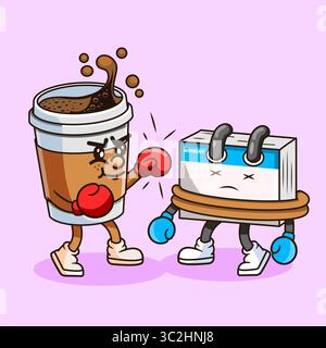 Kaffee vs. Kalender der tägliche Grind Vektor Illustration Cartoon Design Stock Vektor