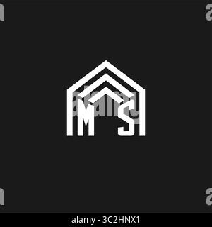 Buchstabe MS Haus Dachform Logo kreative Immobilien Monogramm Logo Stil Vektor Grafik Stock Vektor