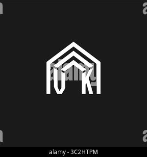 Buchstabe VK Haus Dachform Logo kreative Immobilien Monogramm Logo Stil Vektor Grafik Stock Vektor