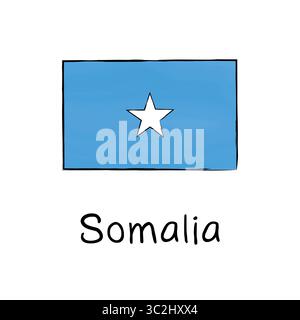Handgezeichnetes Vektorkritzelchen der Somalia-Flagge im minimalen Umrissstil. Perfekt für Bildmaterial, politische Karten, kulturelle Themen und Reisen Stock Vektor