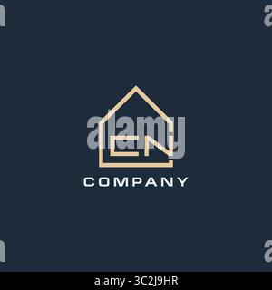 Initial Letter CN Immobilienlogo mit einfachen Dach Stil Design Ideen Vektor Grafik Vektor Grafik Vektor Grafik Stock Vektor