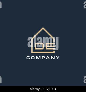 Initial Letter DE Real Estate Logo mit einfachen Dach Stil Design Ideen Vektor Grafik Vektor Grafik Stock Vektor