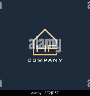 Initial Letter HF Immobilienlogo mit einfachen Dach Stil Design Ideen Vektor Grafik Vektor Grafik Vektor Grafik Stock Vektor