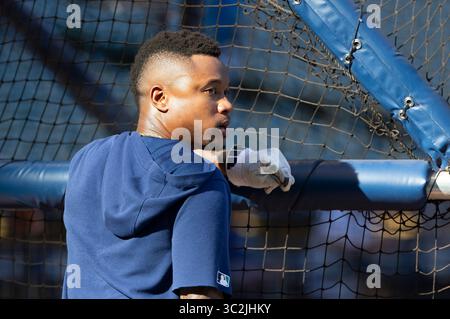 25. Juni 2019: Tim Beckham, kurz vor dem Major League Baseball-Spiel zwischen den Milwaukee Brewers und den Seattle Mariners im Miller Park in Milwaukee, WI. John Fisher/CSM(Credit Image: &Copy; John Fisher/CSM via ZUMA Wire) Stockfoto
