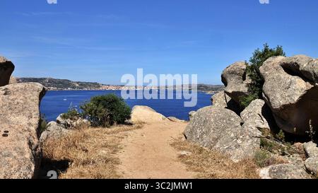 Rosa Granitfelsen in der Nähe von Palau, Gallura, Costa Smeralda, Sardinien, Italien Stockfoto
