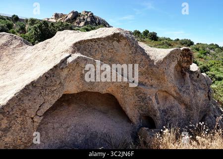Rosa Granitfelsen in der Nähe von Palau, Gallura, Costa Smeralda, Sardinien, Italien Stockfoto