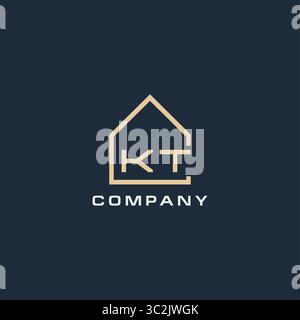 Initial Letter KT Immobilien Logo mit einfachen Dach Stil Design Ideen Vektor Grafik Vektor Grafik Vektor Grafik Stock Vektor