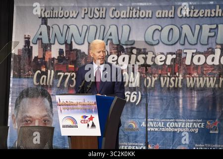 28. Juni 2019 – Chicago, IL, USA – Vizepräsident Joe Biden spricht mit einer Menge bei der Rainbow Push Coalition in Chicago. Juni 2019. (Bild: © Rick Majewski/ZUMA Wire) Stockfoto
