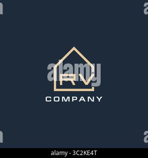 Initial Letter RV Real Estate Logo mit einfachen Dach Stil Design Ideen Vektor Grafik Vektor Grafik Vektor Grafik Stock Vektor