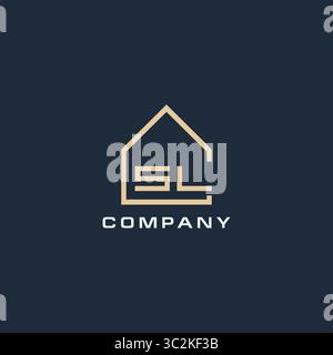 Initial Letter SL Immobilienlogo mit einfachen Dach Stil Design Ideen Vektor Grafik Vektor Grafik Vektor Grafik Stock Vektor