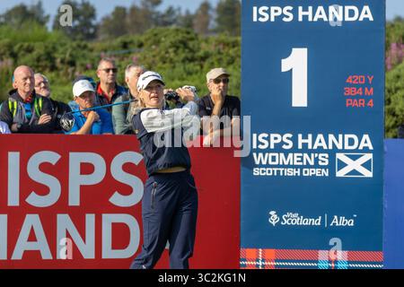 Irvine, Großbritannien. Juli 2025. Charley Hull aus England spielte bei der ISPS HANDA Scottish Open Golf Championship gegen Dundonald Links, Irvine, North Ayrshire, Schottland, Großbritannien. Sie beendete ihre erste Runde mit einem Ergebnis von 1 Under. Quelle: Findlay/Alamy Live News Stockfoto