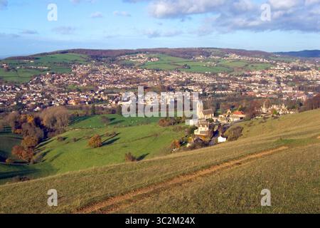 21. November 2006: Blick über die Stroud-Täler vom Cotswold Way auf Selsley Common, Gloucestershire, Cotswolds, Großbritannien Stockfoto