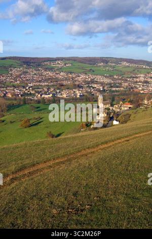 21. November 2006: Blick über die Stroud-Täler vom Cotswold Way auf Selsley Common, Gloucestershire, Cotswolds, Großbritannien Stockfoto