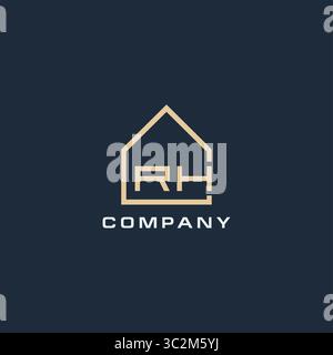 Initial Letter RH Immobilienlogo mit einfachen Dach Stil Design Ideen Vektor Grafik Vektor Grafik Vektor Grafik Stock Vektor