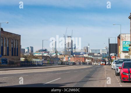 Skyline im Stadtzentrum von Birmingham von Digbeth aus gesehen Stockfoto