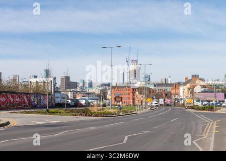 Skyline im Stadtzentrum von Birmingham von Digbeth aus gesehen Stockfoto