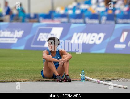 Juli 11, 2019 - Neapel, Kampanien, Italien - Bruni Roberta von Italien konkurriert in der Frauen Stabhochsprung Final bei Tag 10 der Napoli 2019 Sommer Universiade. (Bild: © Ernesto Vicinanza/SOPA Bilder über ZUMA Draht) Stockfoto
