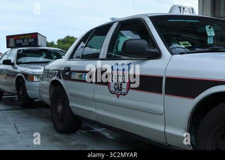 12. Juli 2019 - Tampa, Florida, USA - am Freitag, den 12. Juli 2019, warten United Cab-Fahrer auf den Ruf nach Fahrern am Tampa International Airport in Tampa. (Bild: © Allie Goulding/Tampa Bay Times via ZUMA Wire) Stockfoto