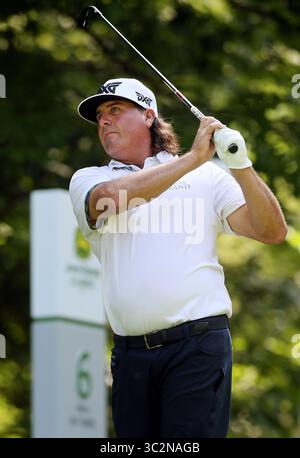 14. Juli 2019 – Silvis, Iowa, USA – Pat Perez schossen in der Finalrunde des John Deere Classic beim TPC Deere Run in Silvis, Illinois, am Samstag, den 14. Juli 2019. (Foto: © Kevin E. Schmidt/Quad-City Times via ZUMA Wire) Stockfoto