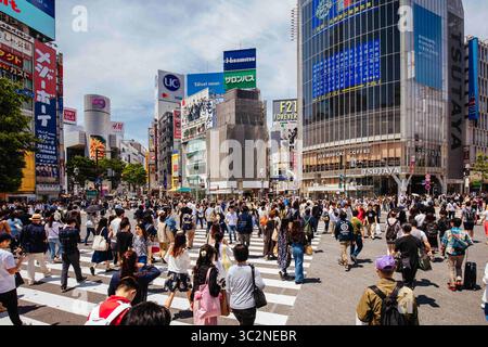 11. Mai 2019 - TOKIO, JAPAN - 11. MAI 2019 - Shibuya Crossing ist eine der weltweit am häufigsten genutzten Fußgängerübergänge im Zentrum von Tokio, Japan (Foto: © Chris Putnam/ZUMA Wire) Stockfoto