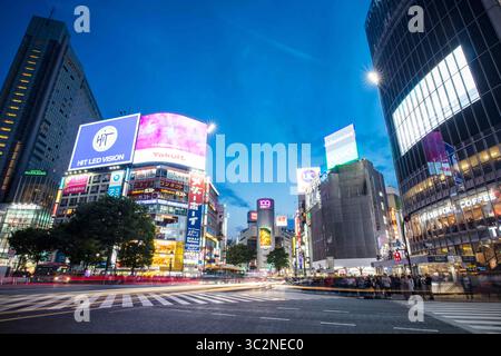 11. Mai 2019 - TOKIO, JAPAN - 11. MAI 2019 - Shibuya Crossing ist eine der weltweit am häufigsten genutzten Fußgängerübergänge im Zentrum von Tokio, Japan (Foto: © Chris Putnam/ZUMA Wire) Stockfoto
