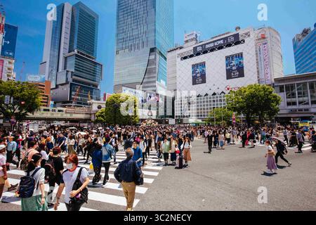 11. Mai 2019 - TOKIO, JAPAN - 11. MAI 2019 - Shibuya Crossing ist eine der weltweit am häufigsten genutzten Fußgängerübergänge im Zentrum von Tokio, Japan (Foto: © Chris Putnam/ZUMA Wire) Stockfoto