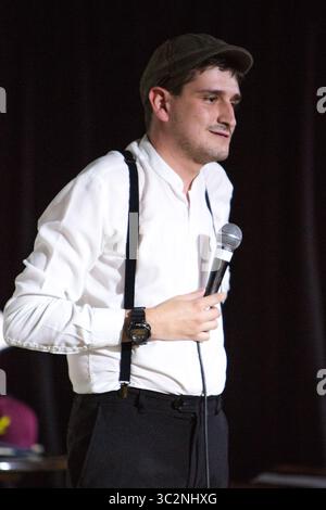 14. Juli 2019: Der Comedian Jack Gleadow spielt seine Show Mr Saturday Night am 2. Tag des Comedy Crate Comedy Festivals 2019 in Northampton. (Kreditbild: © Keith Mayhew/SOPA Images via ZUMA Wire) Stockfoto