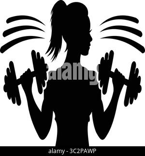 „Silhouette der Frau, die Gewichte hebt“ Stock Vektor