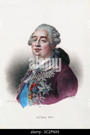 Porträt von König Ludwig XVI. Von Frankreich, Stich Stockfoto