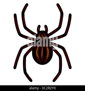 Detaillierte Vektor-Illustration einer dunkelbraunen Spinne mit einem stilisierten, fast Stammesdesign, geeignet für Halloween oder Gothic-Projekte. Stock Vektor