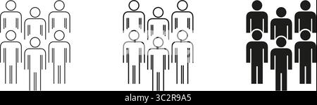 Symbolgruppe Für Personen. Community, Teamwork Und Social Interaction Outline And Silhouette Symbol Collection. Darstellung Von Unity Und Stock Vektor